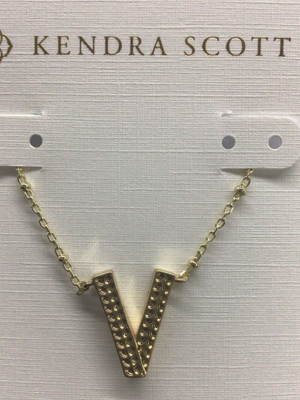 Kendra Scott Gold Letter V Pendant Necklace - Picture 2 of 2